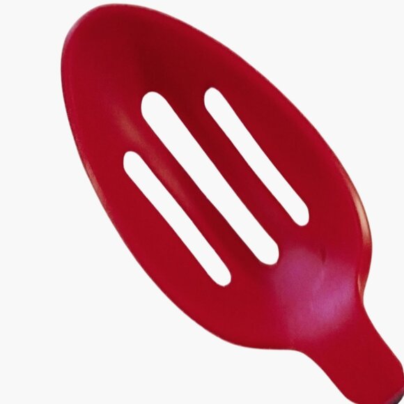 Mainstays Red Silicone Slotted Spoon Heat Resistant Cooking Serving Utensil - Picture 4 of 5